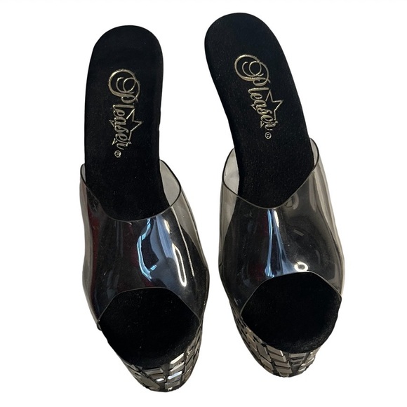 PLEASER SKY-301MR Mirrored Tile Platform Slide Sandals Size 5 FLAWED - Picture 3 of 13